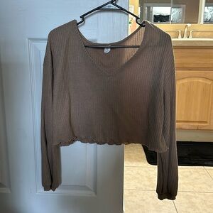Brown long sleeve crop top